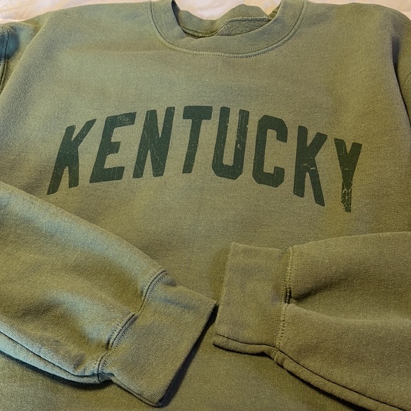 Shop Local Kentucky Olive Green Distressed Print Kentucky Crewneck Sweatshirt - Picture 3 of 10